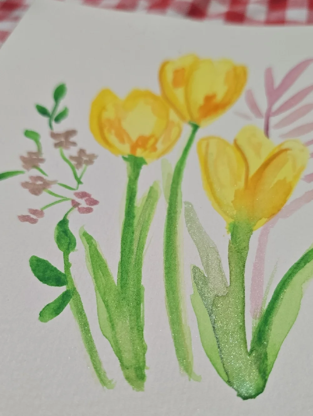 Yellow Tulip Watercolor Floral CARD